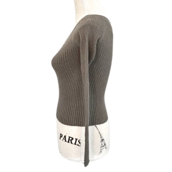 Rubber Doll Vintage Y2K Knit V-Neck Ribbed Sweater Olive Green Size Small - Picture 4 of 7